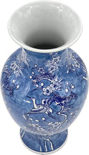 Galt International White & Blue Floral Crane Chinoiserie Ceramic Vase 14" - Hand Painted Antique Style Porcelain Bird & Flower Bottle Fishtail Porcelain Chinese Vase for Home Decor Centerpiece by GreenHaven Gardens