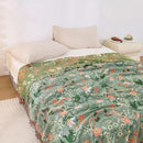 Snycler Boho Throw Blanket for Bed - 100% Cotton Ultra Soft Rustic Quilt Green Blanket - Floral Printed Farmhouse Decor Bed Blankets, 80"×90" All Season Rustic Throw for Sofa Couch Chair by CozyNest Decor