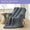 Bigacogo Chunky Knit Throw Blanket for Couch, 80x90 inches, 100% Hand Knitted with Thick Jumbo Chenille Yarn, Cozy Soft Large Rope Knot Cable Crochet Blankets for Sofa Bed Living Room, Iron Gray by CozyNest Decor