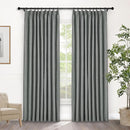 Macochico Pinch Pleated 100% Blackout Curtains Mid Grey Linen Curtains for Bedroom Living Room Farmhouse Thermal Insulated Window Panels Pleated Curtains with Hooks and Tieback 52”Wx72”L 1 Panel by CozyNest Decor