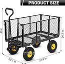 Heavy Duty Steel Garden Cart, 1100LBS Pullable Metal Garden Wagon with 10" Wheels, 180° Rotating Handle and Removable Sides for Outdoor, Farm, Yard, Beach by GreenHaven Gardens