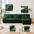 Modular Sectional Sofa, Comfy Cloud Couch 3 Seater Couch with Ottoman, Sectional Couches for Living Room, Modern Chenille L Shaped Couches, Sleeper Deep Seat Sofa with Throw Pillows, Green by CozyNest Decor