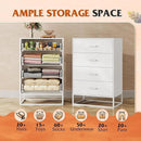 WLIVE White Wood Dresser for Bedroom with 4 Drawers, Tall Chest of Drawers with Sturdy Metal Frame for Living Room, Hallway, Closet by CozyNest Decor