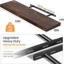 Floating Shelves for Wall, 32" Flat Edge Solid Elm Wood Floating Shelf, Wall-Mounted Display Shelves with Invisible Heavy-Duty Metal Bracket, Floating Shelf for Kitchen (Wanlut, Set of 2) by CozyNest Decor