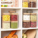 ComSaf 0.7 Qt Glass Food Storage Jars Set of 9, Clear Glass Storage Containers with Lids, Pantry Organization Jar, Spice, Blooming Tea, Oat, Coffee and Sugar Container, Small Canister Set for Kitchen by CozyNest Decor