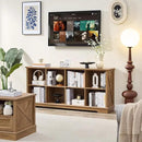 Farmhouse 8 Cube Bookshelf, Storage Organizer Bookcase, Kids Toy Storage Cabinet, Long Bookshelves Storage Organizer Shelf, Wood Display Cabinet Book Shelves for Bedroom,Living Room, Natural Oak by CozyNest Decor