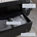 BELLEZE 47 Inch Storage Ottoman, Faux Leather Storage Bench Bedroom Bench with Safety Close Hinge, Ottoman with Storage for Living Room, Entryway, Hallway, Foot Rest, Support 300lbs - Black