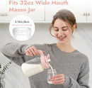 Papablic 32oz Wide Mouth Mason Jar Pour Spout Lid with Mixing Handle & Flip Locking Spout for Mixing Formula/Breastmilk/Protein Powder/Coffee, Pink by TinyTreasures Baby Boutique
