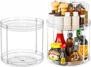 2 Tier Lazy Susan Turntable for Cabinet,Countertop,Pantry,9.5"W Spinning Seasoning Organizer,Double Rotating Kitchen Spice Rack Organizer and Condiments,Medicine,Vitamin Bottle Organizer Carousels,2Pc by CozyNest Decor