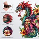 Wooden Puzzles for Adults, Dragon Puzzle Challenge Jigsaw Puzzles 300 Piece (Royal,12.62 in) Thickened Unique Shapes Family Reunion Puzzle, Best Gift for Adults and Kids, Family Game by TinyTreasures Baby Boutique