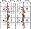 4 Pack Metal Garden Trellis 86.7" Black Fence Rustproof Garden Trellis for Climbing Plants Support Roses Flower Outdoor Lawn, Black by GreenHaven Gardens