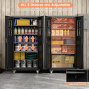 71" H×32" W×16" D Garage Storage Cabinet with Wheels, Locking Metal Storage Cabinet with 5 Adjustable Shelves, 4 Hooks and Pegboard for Garage, Home Office, Kitchen, Black, Assembly Required by GreenHaven Gardens