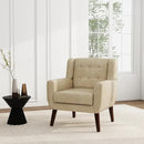 UIXE Faux Leather Accent Chair, Modern Arm Club Chair Upholstered Armchair for Living Room, Comfy Single Sofa Seats Button Tufted Reading Seating, Cream by CozyNest Decor
