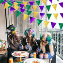 Mardi Gras Party Decorations Purple Green and Gold Metallic Fabric Triangle Pennant Banner Flag Hanging Bunting Garland for Birthday Wedding Baby Shower Bridal Shower Holiday Masquerade Party Supplies by GreenHaven Gardens
