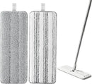 JOYMOOP Mop Replacement Pads, Reusable Microfiber Mop Pads for 13-inch Flat Mop and Mop Bucket Set, Pack of 2 Refills - Grey and Stripe by CozyNest Decor