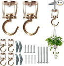 Ceiling Hooks for Hanging Plants (4 PCS Gold),Heavy Duty Metal Plant Hooks, Screw in Hooks for Hanging Birdfeeders, Lamps, Planters, Outdoor Decorative Hooks up to 33 lbs by GreenHaven Gardens