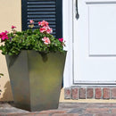 KOL 18''H. Bright Glazed Planter with Drainage Hole, Set of 2, Galvanized Steel Planter Pots for Indoor & Outdoor Use, Decorative Flower Plant Pots for Front Porch, Patio, Deck - Green by GreenHaven Gardens