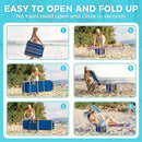 #WEJOY Folding Lounge Chair with Canopy Shade, Portable Adjustable 5-Position Patio Chaise Lounger with Pillow & Pouch for Lay Flat Outdoor Lawn Backyard Beach Camping Pool Tanning (Blue White)