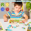 Wooden Animals Puzzles for Kids Age 3 4 5 Year Old, 4 Pack 24 Pcs Montessori Toddler Jigsaw Puzzles for Girl boy Activities Preschool Learning Educational Birthday Gift Travel Autistic Wooden Toys by TinyTreasures Baby Boutique