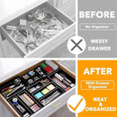 SpaceAid 14-Piece Bamboo Drawer Organizer Storage Boxes Set, Wood Tray Junk Drawer Organizers Multi-Use Divider Bins for Kitchen, Bathroom, Office Desk and Makeup Organization (14 Pack, Black) by CozyNest Decor