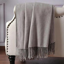 CUDDLE DREAMS Silk Throw Blanket with Hand-Knotted Fringe, Natural, Soft & Breathable (Gray) by CozyNest Decor