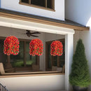 Artificial Hanging Flowers in 12 inch Basket, Fake Fall Plant Silk Orchid Flower Arrangement with Hanging Basket Daisy Planter for Patio Garden Porch Deck Summer Autumn Yard Decoration(Red Orange) by GreenHaven Gardens