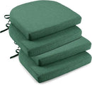 downluxe Indoor Chair Cushions for Dining Chairs, Soft and Comfortable Textured Memory Foam Kitchen Chair Pads with Ties and Non-Slip Backing, 16" x 16" x 2", Dark Green, 4 Pack by CozyNest Decor