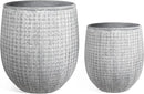 Worth Garden Large Round Planters Set of 2 (14.5"x17.5" & 12" x15“) - Lightweight Magnesium Oxide Cement Plant Pot with Texture - Grey Concrete Look with Drainage Hole – Indoor & Outdoor Use by CozyNest Decor