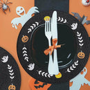 Whaline 4Pcs Round Halloween Placemats Embroidered Ghost Pumpkin Candy Corn Place Mats Black Spooky Dinner Table Mats for Halloween Party Decor by CozyNest Decor
