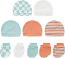 Baby Hat and Mittens Set Cotton Newborn Baby Hats Caps for Boys and Girls, 0-6 Months by TinyTreasures Baby Boutique