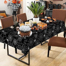 2 Pcs Halloween Tablecloth - Plastic Halloweens Spider Webs Table Cloth, Black Disposable Rectangle Spiderweb Table Cover for Halloween Party Decorations Supplies Favors Tables Decor, 108 x 54 Inch by CozyNest Decor