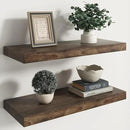RICHFOCUS Elm Floating Shelves for Wall - 24" W x 9.3" D Rustic Solid Wood Shelves with Invisible Bracket, Wall-Mounted for Living Room, Bedroom, Kitchen Storage & Display, Set of 2, Walnut by CozyNest Decor