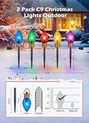 Strawberry Jumbo C9 Christmas Pathway Lights Outdoor - 2 Pack Total 17 Feet 10 LED C9 Christmas Lights, Jumbo Bulb Outdoor Decorations for Yard Lawn Holiday Outside by GreenHaven Gardens