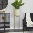 Deco 79 CosmoLiving by Cosmopolitan Metal Round Planter with Removable Stand, 13" x 13" x 42", Beige by GreenHaven Gardens