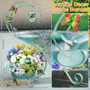 Bird Bath for Outside with Solar Lamp, 36" Birdbaths for Outdoors with Planter Flower Pot, Metal Bird Bath Bowl for Garden Yard Decor (All Blue Green) by GreenHaven Gardens