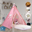 Teepee Tent for Kids with Inflatable Airbed, String Lights, Balloons, Pump, Washable Slumber Party Tent Indoor Outdoor for Girls Boys, Children Tipi Playhouse for Playtime and Sleepover by TinyTreasures Baby Boutique