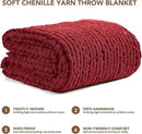 L'AGRATY Chunky Knit Blanket Throw: 50''x60'' Chenille Chunky Knitted Throw Blankets for Bed Couch - Handmade Thick Cable Knit Blanket - Large Crochet Rope Blankets for Home Decor(Maroon Red) by CozyNest Decor