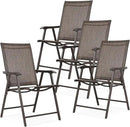 Aoodor Folding Patio Dining Chairs Textilene Fabric, Outdoor Steel Frame for All Weather Use, Fit for Porch, Lawn, Yard, Set of 4, Brown by GreenHaven Gardens
