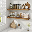36 Inch Floating Shelves, 9.3 Inch Deep Rustic Wall Shelves - Extra Deeper Wall Mounted Storage Shelves for Bathroom, Kitchen, Living Room (Brown, Set of 2) by CozyNest Decor