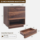 Nightstand Set of 2 with Charging Station, 22" Large Modern Bedside Table with 2 Drawers Storage,Push-to-Open End Table for Bedroom,Living Room,Brown by CozyNest Decor