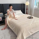 UKELER Sherpa Bed Blankets 80 × 90 inch, Ultra Soft Queen Size Throw Blanket for All Season, 470 GSM Cozy Plush Striped Fleece Blanket for Bedroom Living Room Dorm Hostel Sofa Camping, Off White by CozyNest Decor