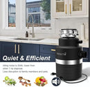 Trifecte Series 1 HP Continuous Feed Garbage Disposal with Sound Reduction, Power Cord, Stainless steel Flange,Splash Guard, Wrench Included, Black by CozyNest Decor
