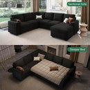 HONBAY Sectional Sleeper Sofa with Pull Out Bed U-Shape Sectional Couch with Storage Chaise 6 Seater Sleeper Sectional Sofa Bed, Velvet Black by CozyNest Decor