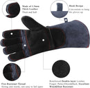 Fireplace Gloves Fire Heat Resistant: Dark-Grey 16IN 932℉ - Fireproof Leather for Fireplace Fire Pit Wood Stove Campfire Furnace BBQ Grill Oven Stick Mig Welding Welder Gear - Birthday Gift XL by GreenHaven Gardens