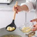 Country Kitchen Non Stick Silicone Utensil Set with Rounded Wood Handles for Cooking and Baking, 14 Piece Set, Black by CozyNest Decor