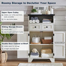 Bathroom Floor Cabinet, Farmhouse Storage Cabinet, 24" Wide Cabinet with Drawer, Adjustable Shelf, Barn Doors, Cabinets for Bathroom, Kitchen, Living Room, Off White by CozyNest Decor