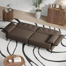 89” Futon Sofa Bed, Linen Comfy Futon Couch Bed with 2 Square Pillows, Convertible Sleeper Sofa with Adjustable Backrest& Armrests, Modern Loveseat Sleeper for Living Room, Bedroom, Brown by CozyNest Decor
