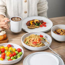 Pasta Bowls 26 OZ,Ceramic Salad Serving Bowls Set of 4,Large 8.2 inch Shallow Bowls Plates for Soup,Fruit,Noodle,Dinner,Dishwasher & Microwave Safe,White by CozyNest Decor
