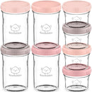 KeaBabies 4pk 8oz & 4pk 4oz Glass Baby Food Containers with Lids - Leak-Proof, Microwavable Small Glass Jars,Baby Purees & Toddler Snack Storage Containers,BPA-Free,Dishwasher & Freezer Safe(Roseate) by TinyTreasures Baby Boutique