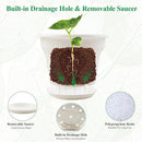 13 Inch Plastic-Flower-Pot-for-Indoor-Plants, 4 Pack Large Outdoor Planter Pot with Drainage Holes & Saucers, Resin Decorative Garden Pots Planters by CozyNest Decor